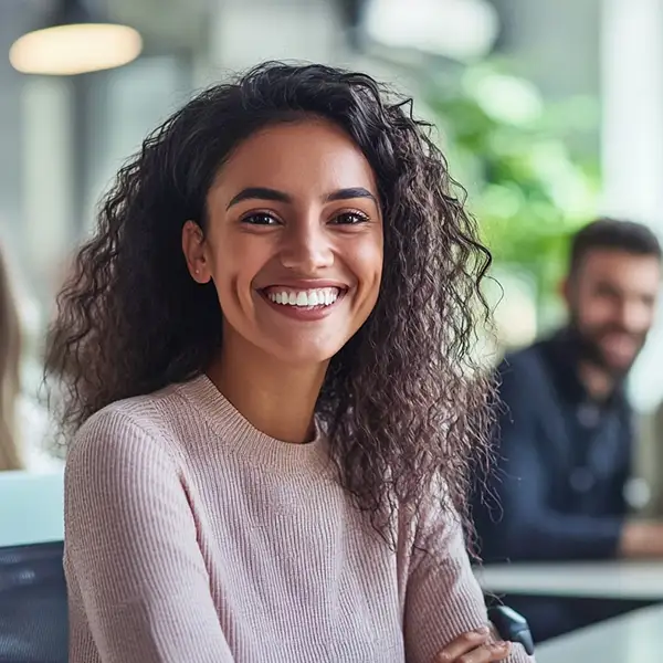 a smiling office worker