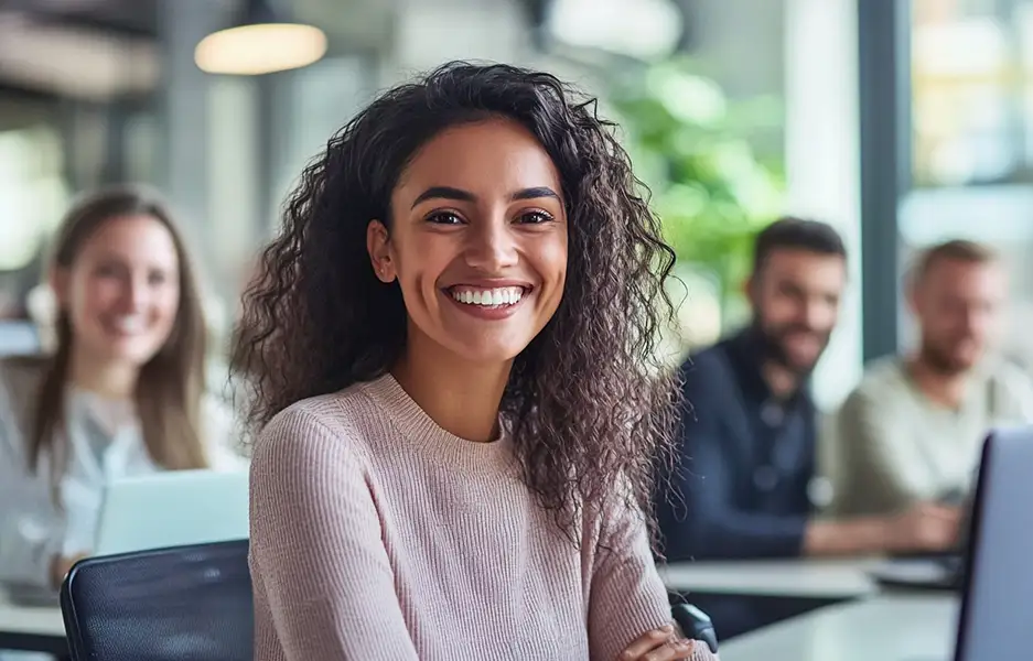 a smiling office worker